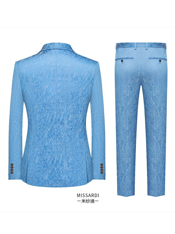 Sky Blue Printed Suit