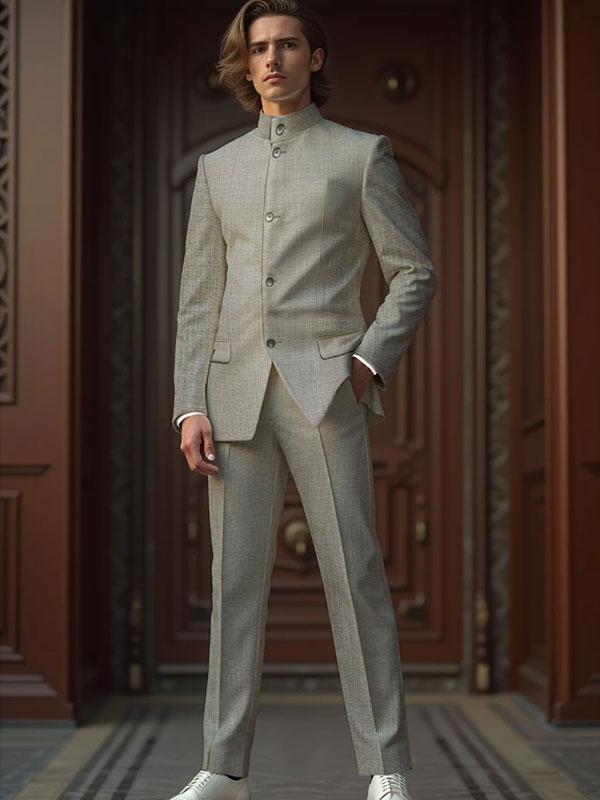 Chinese Style Band Collar Jacket