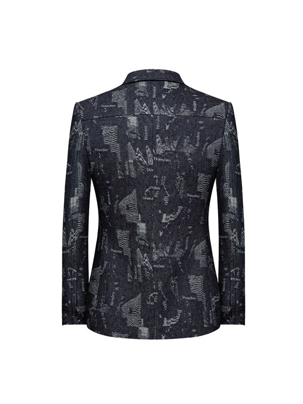 Lapel Geometric Cotton Blazer