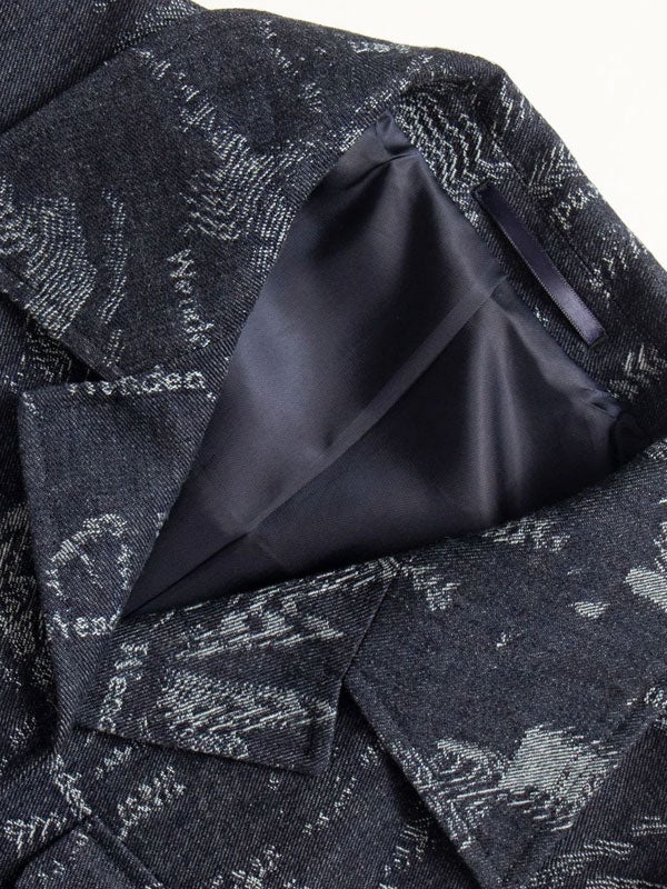 Lapel Geometric Cotton Blazer