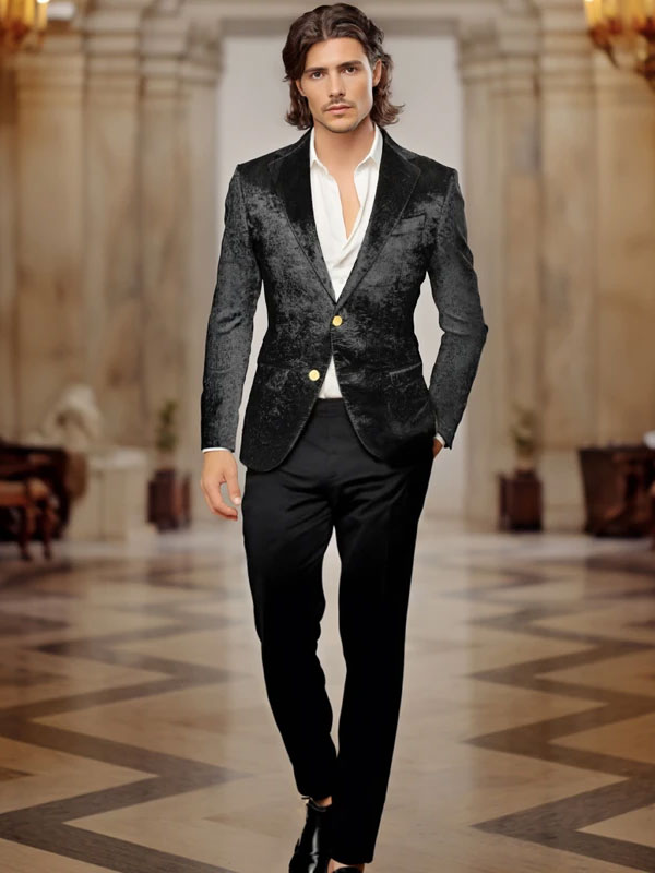 Simple Black Cotton Blazer