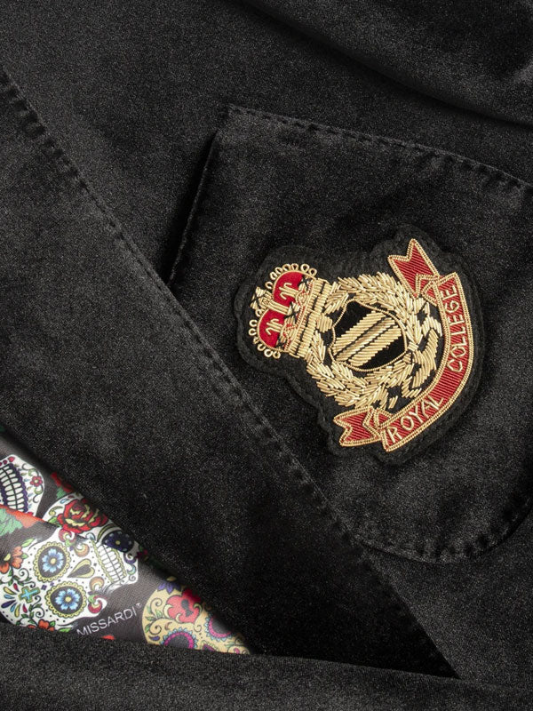 Black Embroidered Velvet Blazer