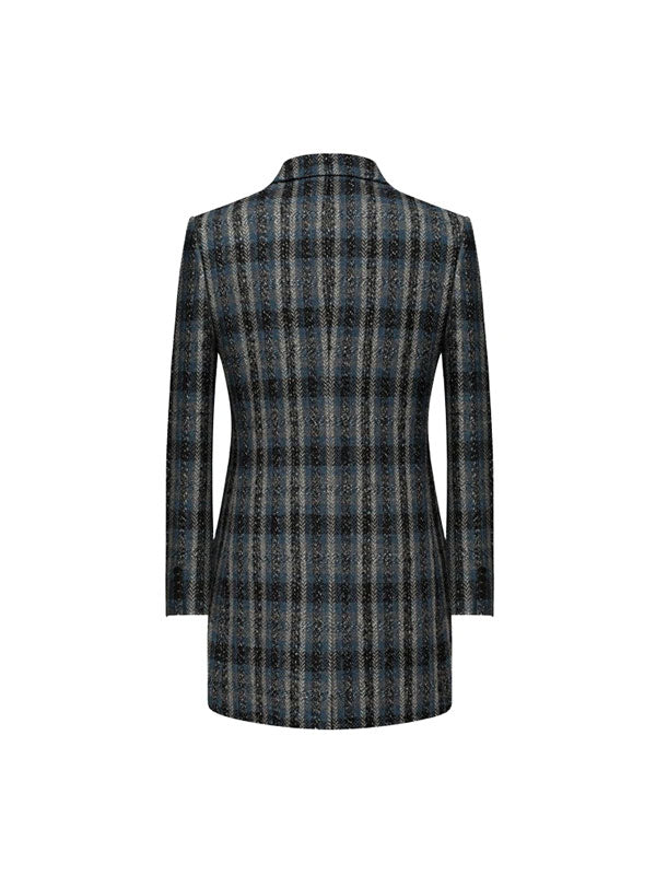 Notch Lapel Checkered Coat