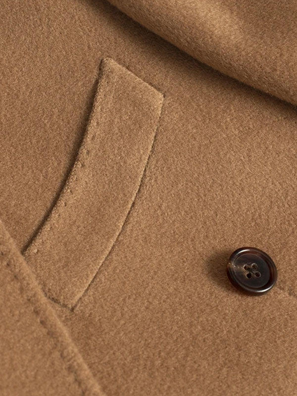 Camel Lapel Solid Coat