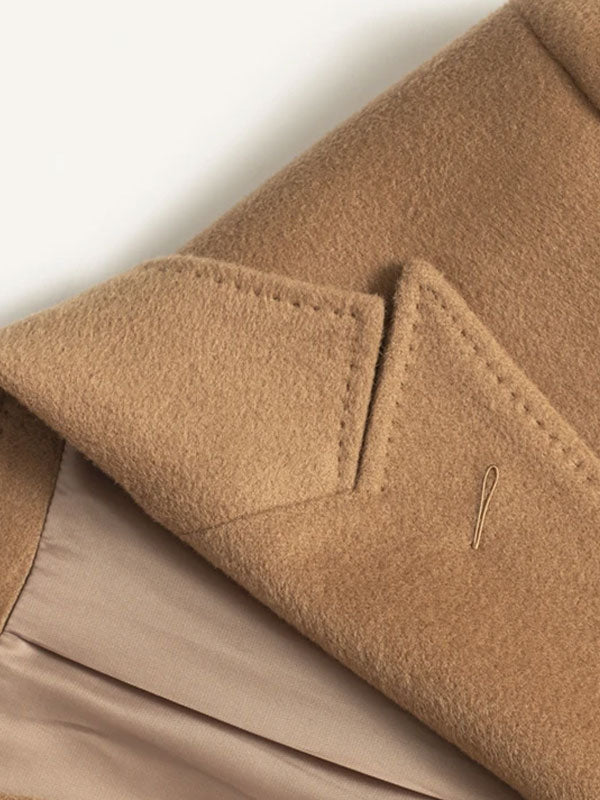 Camel Lapel Solid Coat