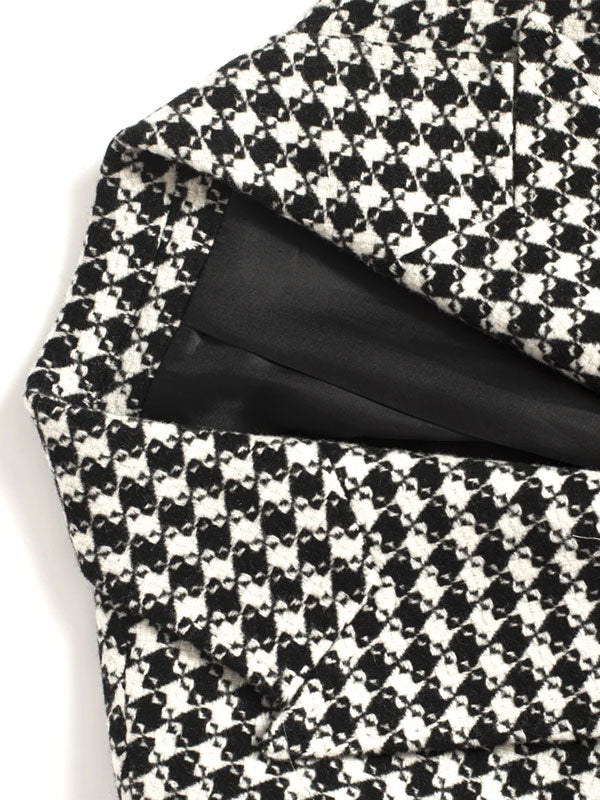 Double Breasted Houndstooth Coat