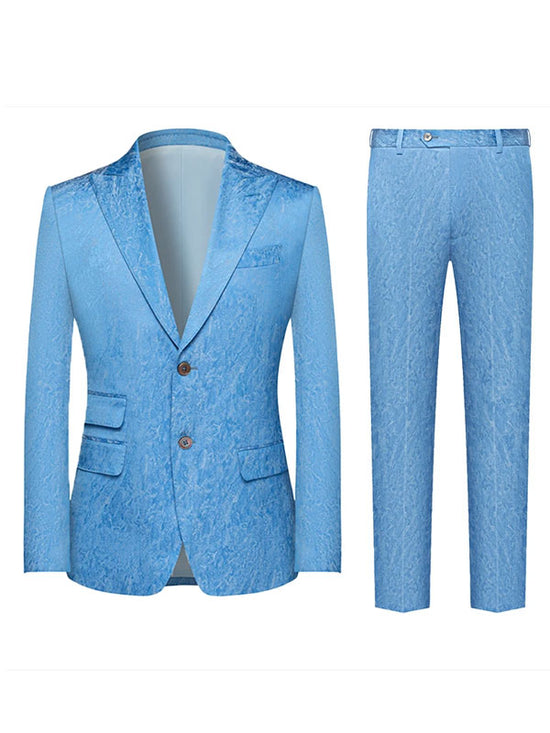 Sky Blue Printed Suit