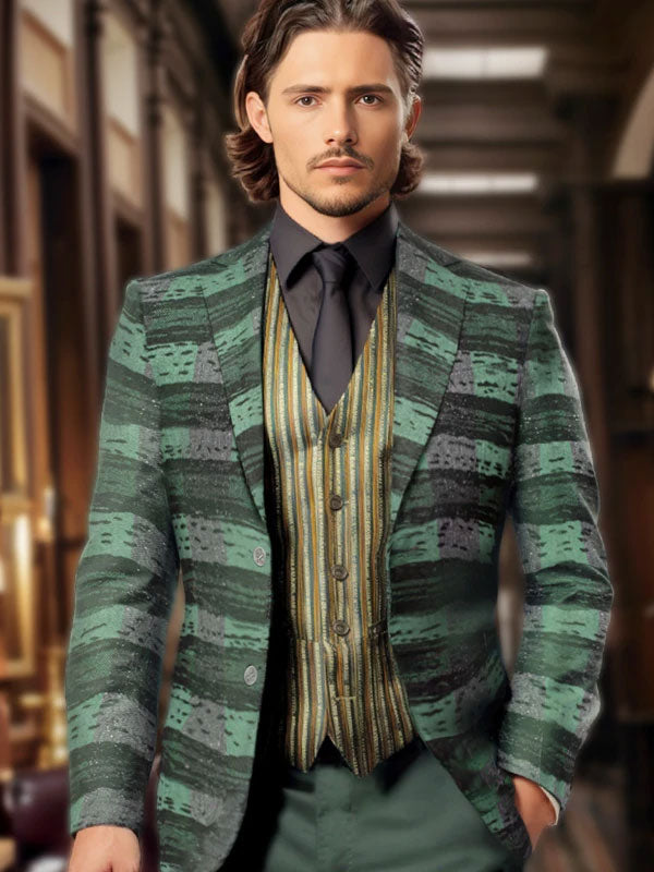 Green Striped Blazer