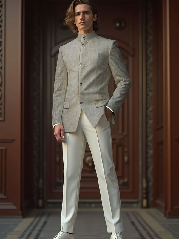 Chinese Style Band Collar Jacket