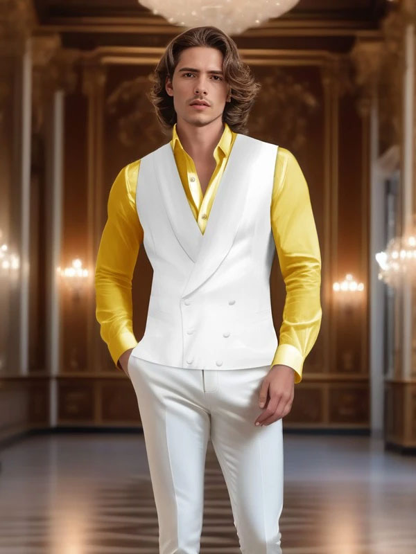 Double Breasted White Vest