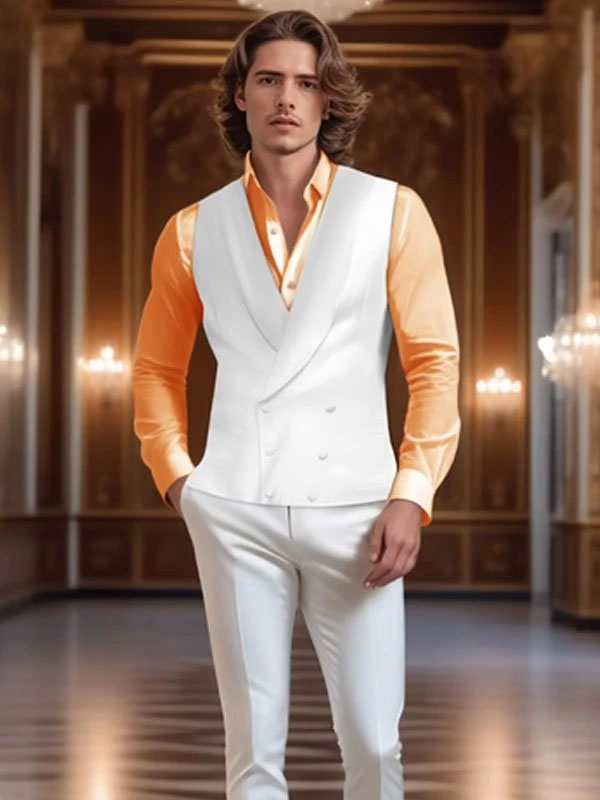 Double Breasted White Vest