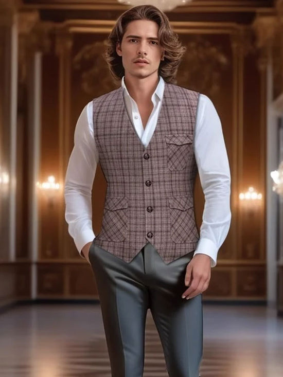 Retro Checkered Wool Vest