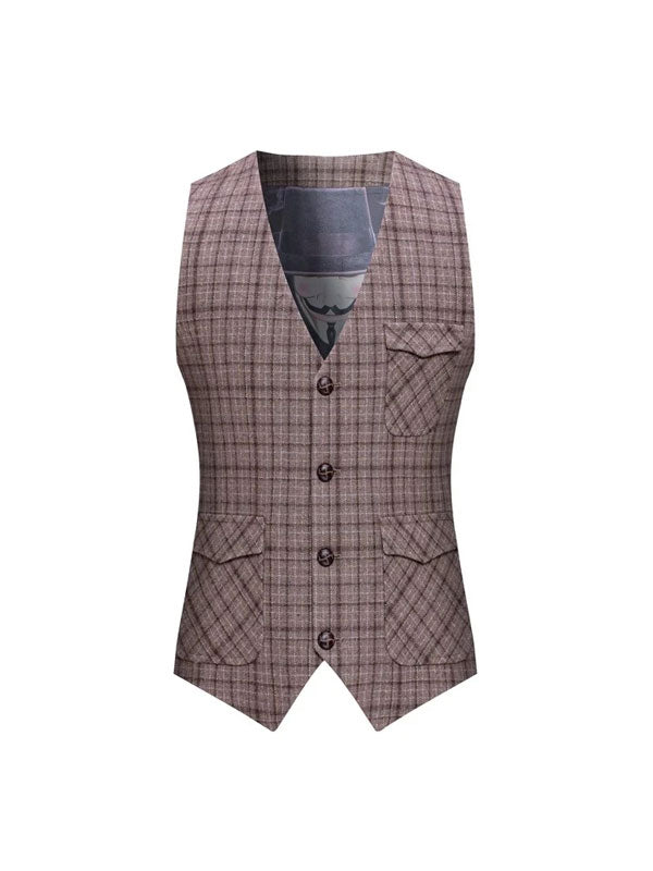 Retro Checkered Wool Vest