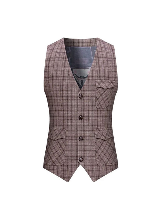 Retro Checkered Wool Vest