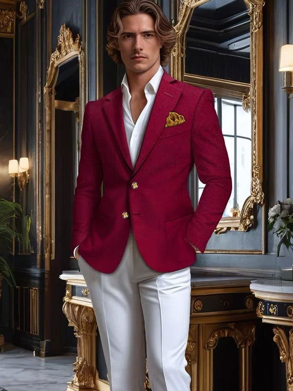 Elegant Red Wool Blazer
