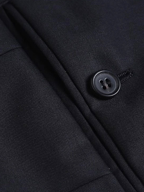 Black Tapered Wool Trousers
