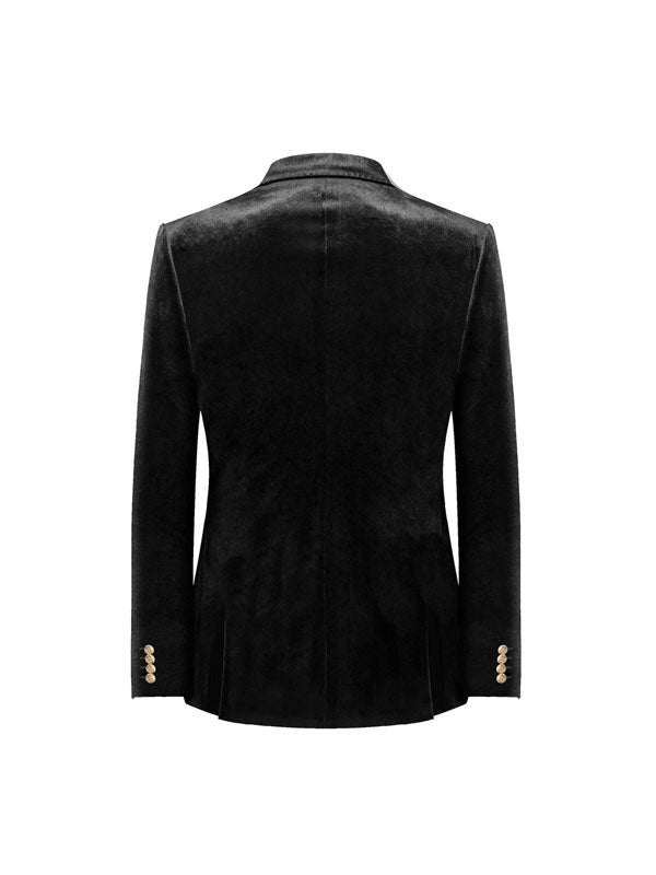 Black Embroidered Velvet Blazer