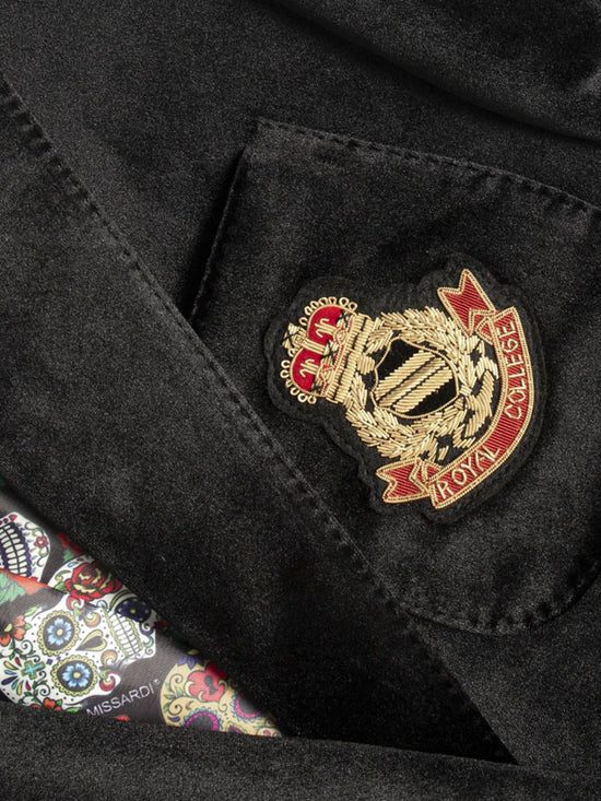 Black Embroidered Velvet Blazer