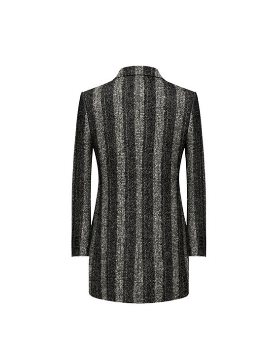 Notch Lapel Striped Coat