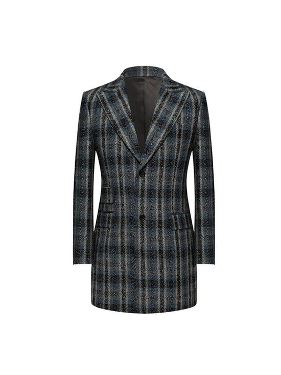 Notch Lapel Checkered Coat