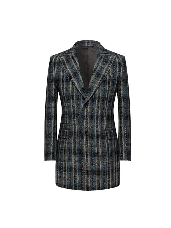 Notch Lapel Checkered Coat