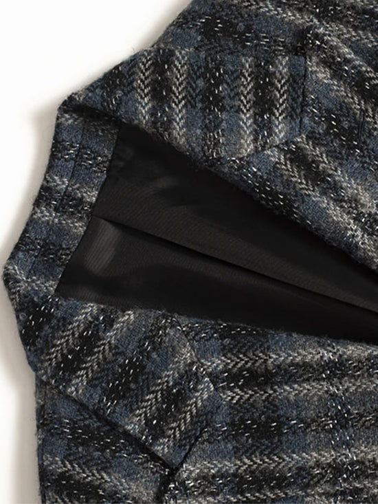 Notch Lapel Checkered Coat