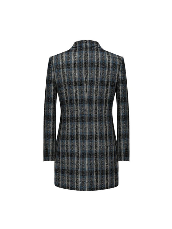 Notch Lapel Checkered Coat