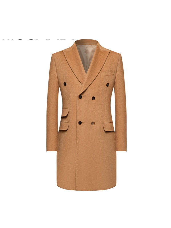 Camel Lapel Solid Coat