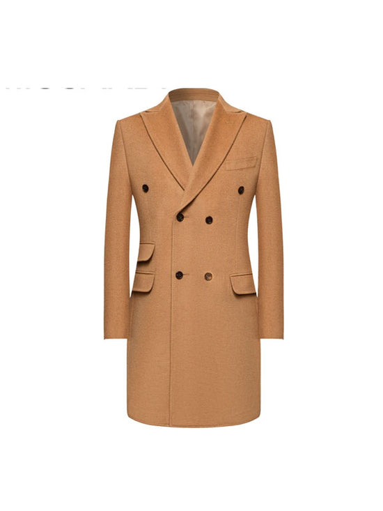 Camel Lapel Solid Coat
