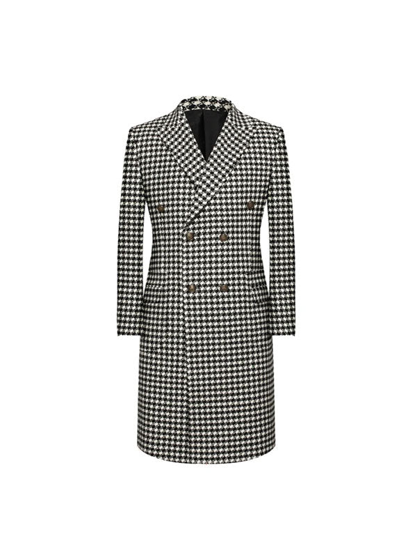 Double Breasted Houndstooth Coat
