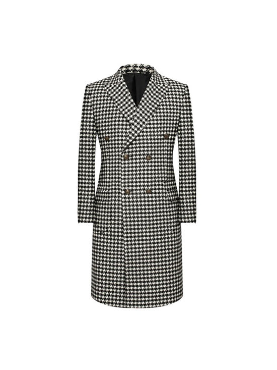 Double Breasted Houndstooth Coat