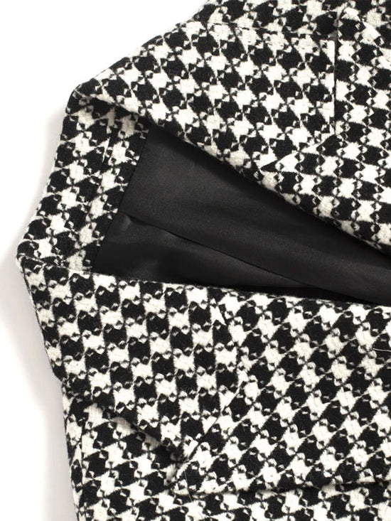 Double Breasted Houndstooth Coat