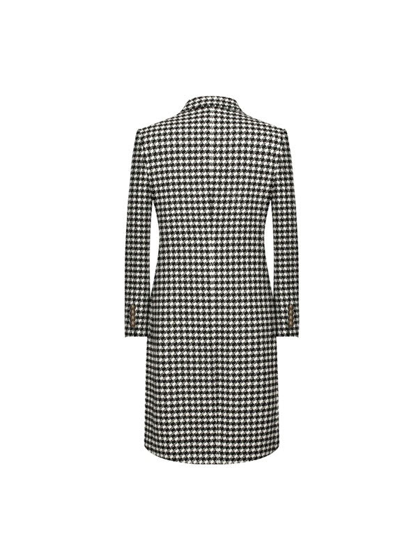 Double Breasted Houndstooth Coat
