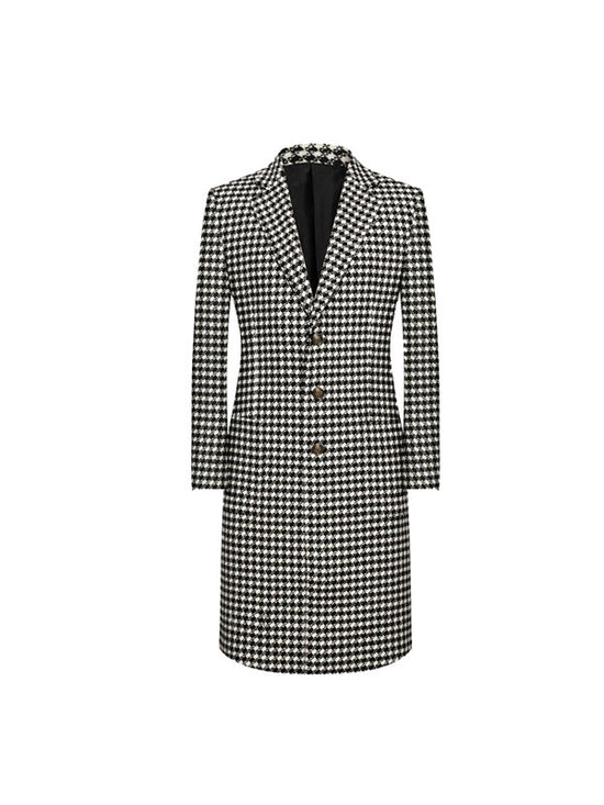 Single Breasted Houndstooth Coat