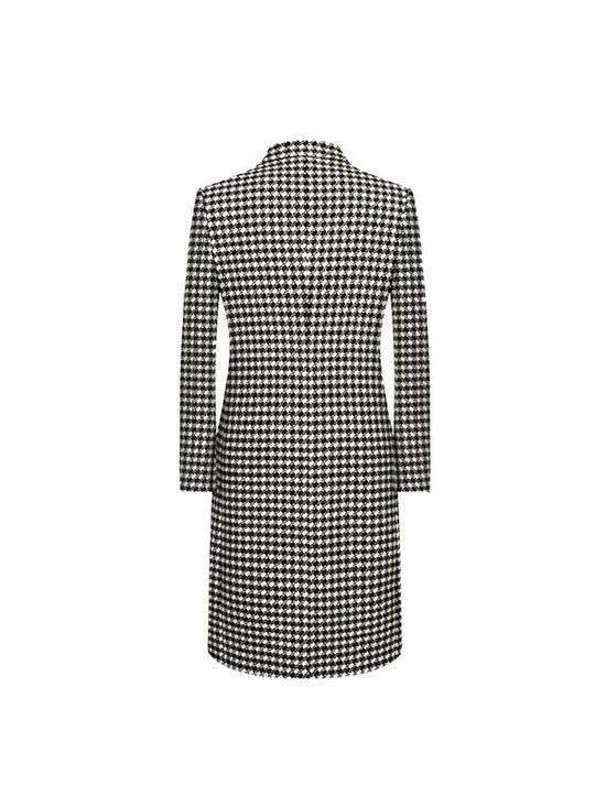 Single Breasted Houndstooth Coat