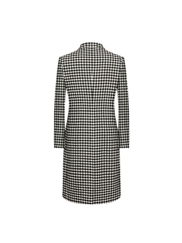 Single Breasted Houndstooth Coat